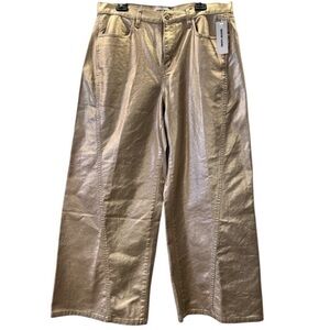 DKNY Metallic Gold Wide-Leg Jeans